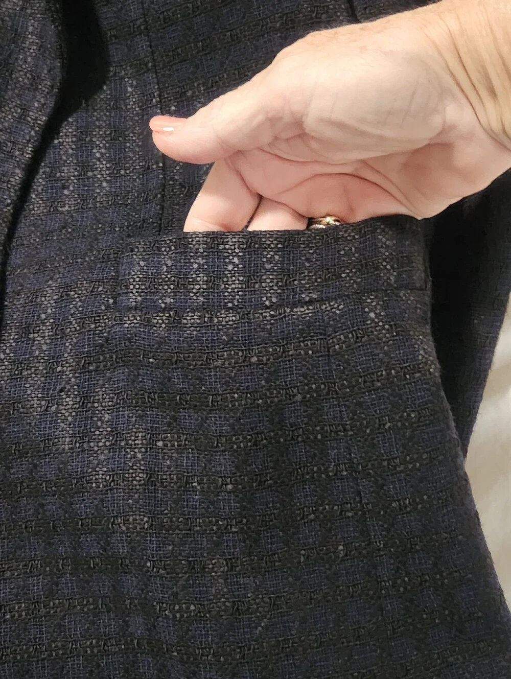 Rare Chanel Blazer Jacket Navy Black Tweed Size 42 US10 READ